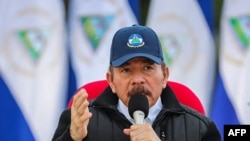 El presidente Daniel Ortega, durante el 41 aniversario de la Revolución Sandinista, realizado sin un evento público debido a la pandemia de COVID-19, en Managua, el 19 de julio de 2020. 
