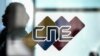 Logo del Consejo Nacional Electoral (CNE) de Venezuela en su sede principal en Caracas el 22 de Septiembre de 2023. (Foto Miguel ZAMBRANO / AFP)