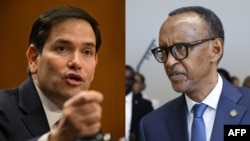le secrétaire d'État américain Marco Rubio (à gauche) et le président rwandais Paul Kagame