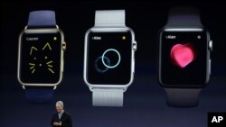 Apple CEO Tim Cook talks about the new Apple Watch during an Apple event, in San Francisco, California, March 9, 2015.