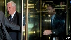 Vice President-elect Mike Pence leaves Trump Tower in New York, Dec. 5, 2016.