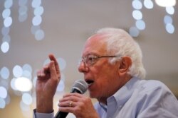 FILE - Democratic 2020 U.S. presidential candidate and U.S. Senator Bernie Sanders (I-VT) speaks at a campaign stop in Hooksett, New Hampshire, Sept. 30, 2019.