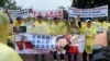 10月1日，中國民運團體在白宮前抗議中共當局對人民的壓迫，希望美國政府能聽到他們的聲音，帶領自由世界一同制裁中共