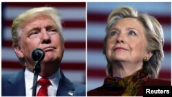 Le candidat républicain à l'élection présidentielle, Donald Trump, à gauche, et sa rivale démocrate Hillary Clinton lors de leur campagne, 2016.