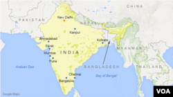 Locator map of India.