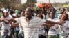 Supporters of the ruling Patriotic Front celebrate the results of the presidential election in Lusaka, Zambia, Aug. 15, 2016.