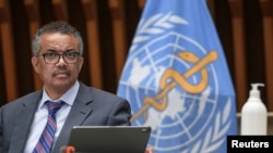 World Health Organization Director-General Tedros Adhanom Ghebreyesus attends a news conference at the WHO headquarters in Geneva, Switzerland on July 3, 2020. 