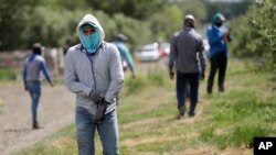 Archivo. Trabajadores de un huerto se colocan equipos mientras se preparan para cortar los manzanos en Yakima, estado de Washington, EE. UU., en junio de 2020.
