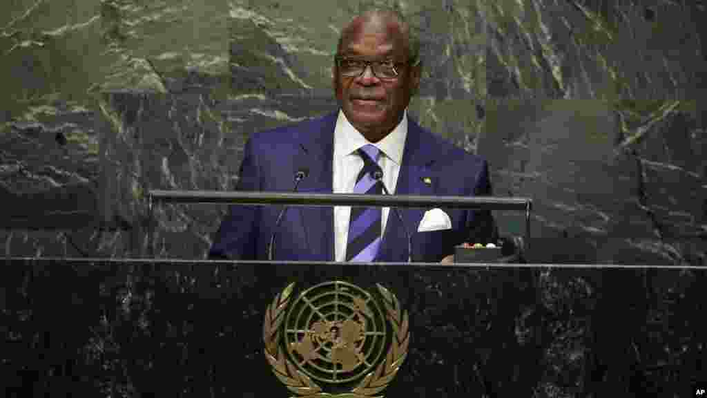 Ibrahim Boubacar Keita, le chef de l'Etat du Mali, prononce un discours lors de la 70e session de l'Assemblée générale de l'ONU, au siège des Nations unies, 28 septembre 2015.