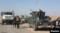 FILE - Iraqi security forces and Shiite fighters take part during an intensive security deployment in Saadiyah in Diyala province north of Baghdad, Nov. 19, 2014. 