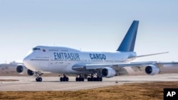 El avión de Emtrasur que estuvo en Argentina desde 2022 y que fue trasladado a EEUU a principios de este año.