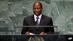 Djibrill Bassolé à l'ONU, le 28 septembre 2012. (AP Photo/Jason DeCrow)