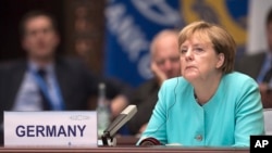 La chancelière allemande Angela Merkel lors du sommet de G20 à Hangzhou, Chine, le 4 septembre 2016. 