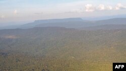 Vista aérea de una sección de la selva amazónica en el oeste de Guyana, tomada el 12 de abril de 2023. (Foto de Martín SILVA/AFP)