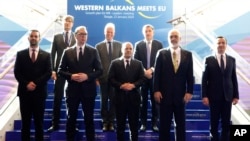 Lideri zemalja regiona na sastanku "Zapadni Balkan i EU" u Skoplju (AP Photo/Boris Grdanoski)