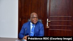 Le président Félix Tshisekedi dirige une réunion interinstitutionnelle à la Cité de l'Union africaine, Kinshasa, le 18 mars 2019. (Twitter/Présidence RDC)