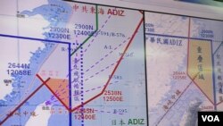 台灣和中國在東海防空識別區重疊的情形（美國之音張永泰拍攝） 
