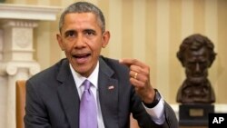 FILE - President Barack Obama speaks at the White House about Iran and Israeli Prime Minister Benjamin Netanyahu's speech to Congress, March 3, 2015.