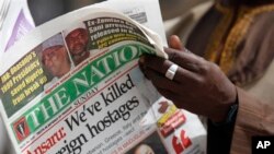 The Nation : "Nous avons tué 7 otages étrangers 'dans une rue de Kano", citant Ansaru, au Nigeria, le10 mars 2013. 