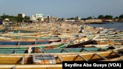 Les pirogues à quai à Soumbédioune, Sénégal, 16 septembre 2017. (VOA/Seydina Aba Gueye)