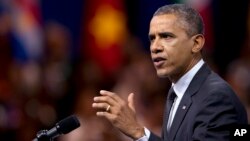 President Barack Obama speaks to participants of the Presidential Summit for the Washington Fellowship for Young African Leaders in Washington, July 28, 2014. The summit was the lead-up event to the inaugural U.S.-Africa Leaders Summit (Aug. 4-6), the largest gathering any U.S. president has held with African heads of state. 