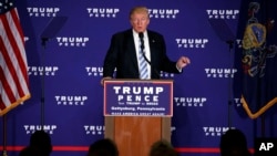 Le candidat républicain à la présidentielle américaine, Donald Trump, prononce un discours lors de sa campagne, à Gettysburg, Pa, 22 octobre 2016,