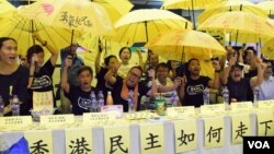 旺角「鳩鳴團」成立1,000日。（美國之音湯惠芸攝）