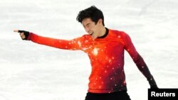 Nathan Chen, de Estados Unidos, compite en el programa de patinaje libre masculino durante el evento de patinaje artístico en los Juegos Olímpicos de Invierno de 2022, el 10 de febrero de 2022, en Beijing.