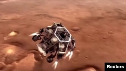 Animación del Perseverance de la NASA aterrizando en Marte. [Captura de pantalla video vía Reuters]