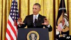 FILE - President Barack Obama answers questions about the Iran nuclear deal during a news conference in the East Room of the White House in Washington, July 15, 2015.