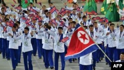 지난 2014년 9월 인천 아시안게임 개막식에서 북한 대표단이 입장하고 있다.