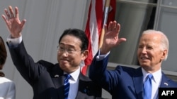 美國總統拜登在白宮為日本首相岸田文雄訪美舉行歡迎儀式。 （2024年4月10日）