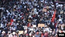 Myanmar Military coup protest in Yangon