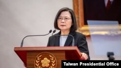 (资料照) 台湾总统蔡英文2022年元旦在总统府大礼堂发表新年谈话