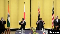 美日澳印外長2020年10月6日在東京會晤（媒體聯訪照片）