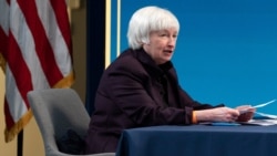 ARHIVA - Sekretarka za finansije Dženet Jelen na virtuelnom okruglom stolu sa članovima Crnačke privredne komore iz svih delova Amerike, 5. februara 2021. (Foto: Reuters)