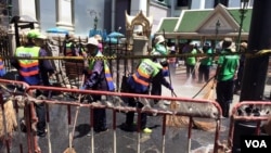Le site de l'attentat à Bangkok, en Thaïlande (Photo: Steve Herman / VOA) 