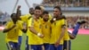 Pierre Emerick Aubameyang comemora o golo do Gabão