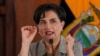 La canciller ecuatoriana, Gabriela Sommerfeld, habla ante la prensa sobre cooperación internacional en seguridad en Quito, Ecuador, el miércoles 24 de enero de 2024.