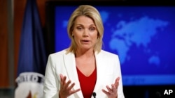 Juru bicara Departemen Luar Negeri Amerika Heather Nauert di Washington DC, 9 Agustus 2017. (Foto: dok). 