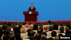 2024年11月5日，中國總理李強在中國上海舉行的第七屆中國國際進口博覽會開幕儀式上發表演說。