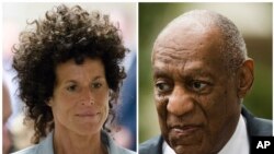 Andrea Constand, l'une des plaignates et Bill Cosby arrivent pour son procès pour agression sexuelle les 16 et 20 juin 2017