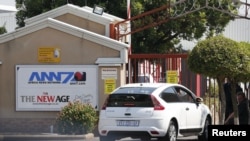 L'entrée de ANN7 Television et du journal New Age, gérés par la famille Gupta, à Midrand, Johannesburg, Afrique du sud, le 14 avril 2016.