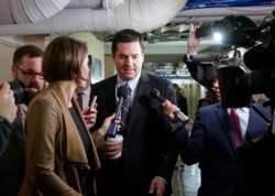 FILE - House Intelligence Committee Chairman Rep. Devin Nunes, R-Calif. speaks to reporters on Capitol Hill in Washington, March 28, 2017.