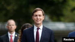FILE - White House Senior Adviser Jared Kushner walks away following a television interview on the North Lawn at the White House, in Washington, Sept. 15, 2020. 