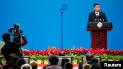 中國國家主席習近平2019年4月26日在北京舉行的第二屆一帶一路高峰論壇上致辭。
