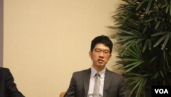 “香港眾志”常委羅冠聰。(美國之音記者 張富傑拍攝)