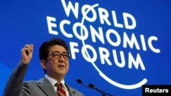日本首相安倍晋三2019年1月23日出席世界经济论坛