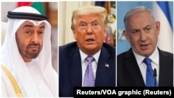 Muhamed Bin Zajed, prestolonaslednik Ujedinjenih Arapskih Emirata, američki predsednik Donald Tramp i izraelski premijer Benjamin Netanjahu (Foto: Rojters)
