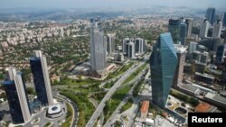 FILE - The business and financial district of Levent, which comprises leading Turkish companies' headquarters and popular shopping malls, is seen from the Sapphire Tower in Istanbul, Turkey, May 3, 2016.